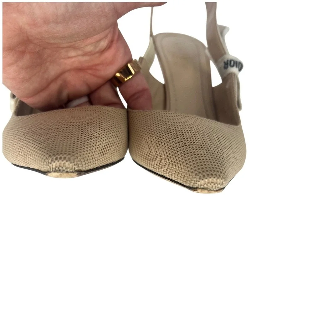 Christian Dior J'Adior Slingback Pump Nude Technical Fabric Size 40.5